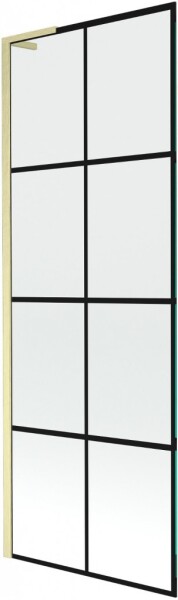 MEXEN/S - Next L vaňová zástena FIX 70 x 150, čierna vzor, zlatá kartáčovaná 895-070-000-03-77-55