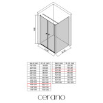 CERANO - Sprchovací kút Antelo L - Ľ/P - 6 mm - čierna matná, transparentné sklo - 108x50 - otočný CER-666274