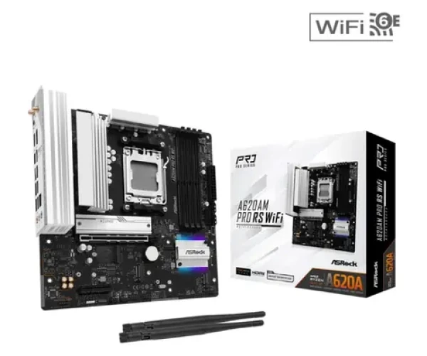 ASRock A620AM PRE RS WIFI / AMD A620A / 4xDDR5 / 2x SATA III / USB / GLAN / M.2 / sc. AM5 / mATX (90-MXBSW0-A0UAYZ)