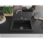 MEXEN MEXEN - Elix granitový drez 1-miska 600 x 500 mm, čierna, sifón chróm 6525601005-77