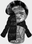 Šedo-čierna obojstranná oversize bunda (h-1088-61) odstíny černé L (40)
