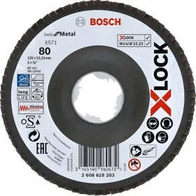 BOSCH X571 Best for Metal 2608619203 / Lamelový brúsny kotúč / X-LOCK / Šikmý / Zrnitosť 80 / 125x22.23mm (2608619203)