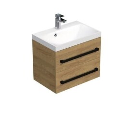 Kúpeľňová skrinka s čiernou úchytkou a umývadlom SAT Cube Way 60x53x40 cm dub Hickory mat CUBE2C60ZDH CUBE2C60ZDH