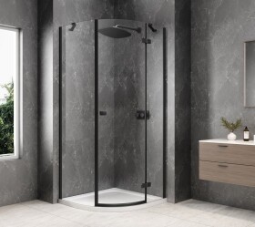 POLYSAN - GLOBE BLACK štvrťkruhová sprchová zástena 800x800, číre sklo, pravé GB2680RB