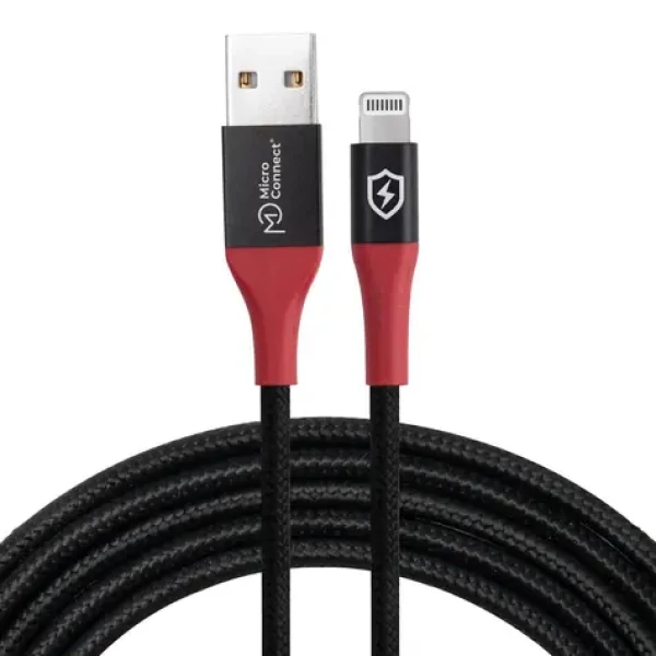 MicroConnect Safe Charge USB-A čierna / Nabíjací kábel / 1,5 m (MC-ALIGHTNING-SC)