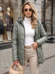 Dámska prešívaná bunda s odnímateľnou kapucňou, zelená, FashionStreet TY5794 XL
