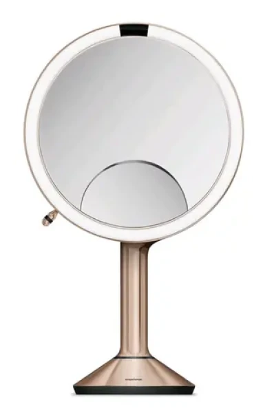 Simplehuman Kozmetické zrkadlo Sensor TRIO / LED osvetlenie/ 1x/5x/10/ dobíjacie/ rose gold (ST3034)