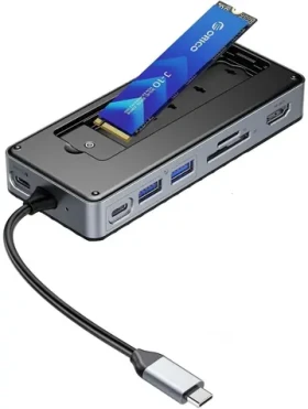 Orico Dokovacia stanica USB-C s puzdrom na M.2 disk / Dokovacia stanica / 10 Gbps / HDMI 4K 60Hz (OM28P-G2-BK-EP)
