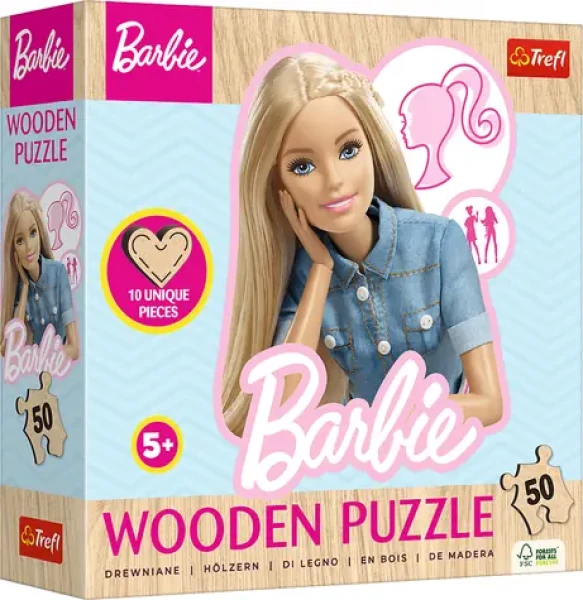 Trefl - Puzzle - Drevené obrysové puzzle Barbie