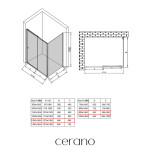 CERANO - Sprchovací kút Varone POINT Ľ/P - 6 mm - čierna matná, transparentné sklo - 130x90x195 - posuvný CER-DY505B-13090