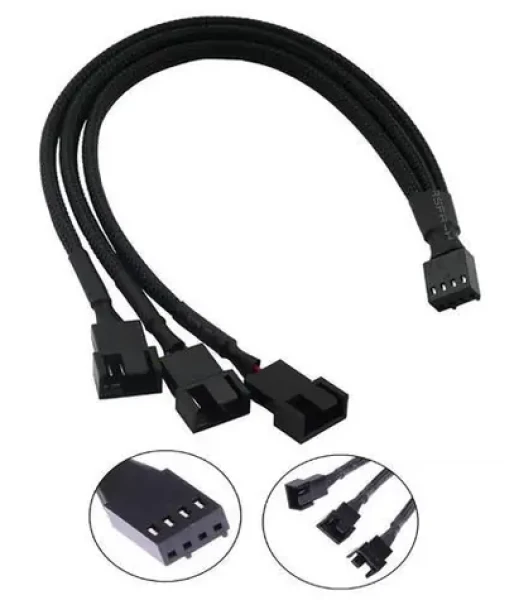 1stCool PWM-SPLIT-3 / Rozbočovač PWM ventilátorov / 1x 4pin - 3x 4pin / 25 cm / opletený (PWM-SPLIT-3)