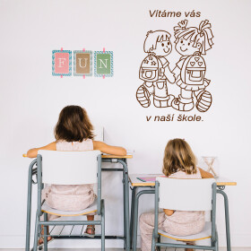 Veselá Stena Samolepka Vítame Vás v našej škole Farba: hnedá, Veľkosť: 40 x 28 cm