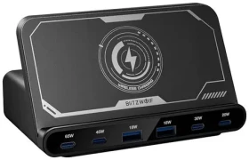 Blitzwolf BW-S27 dokovacia stanica 160W čierna / 2xUSB-A / 4xUSB-C / bezdrôtové nabíjanie (BW-S27)