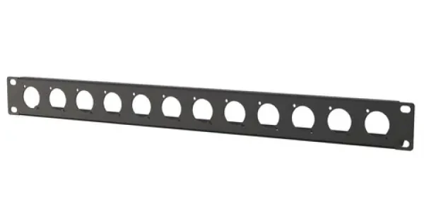 Lanview Patch panel 12x D-type čierny / Patch panel / 1U / 12 portov / D-type XLR (LVR1U-12D-BL)
