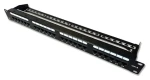 DATACOM Patch panel 19" UTP 24 Port CAT6 DUAL 1U čierny / RJ-45 / 250 MHz / vyväzovacia lišta (3092)
