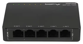 Lanberg DSP3-1005-60W čierna / Switch / 5x GbE / 4X PoE + 802.3at / 60W (DSP3-1005-60W)