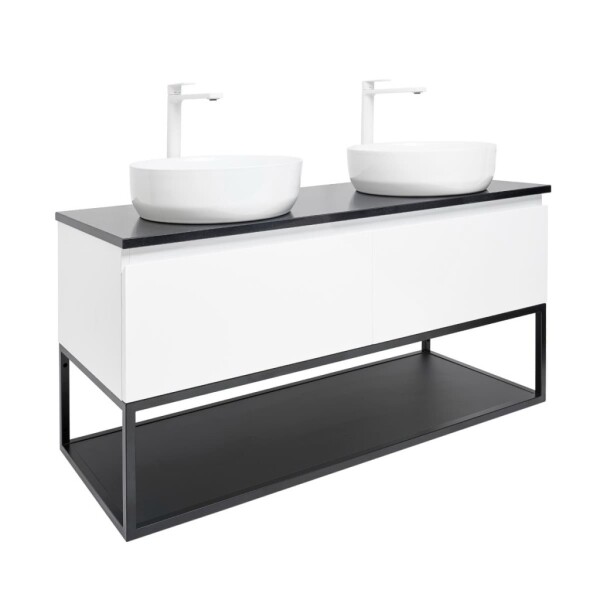 Kúpeľňová skrinka so žulovou krycou doskou SAT B-Way 119x30x45 cm biela lesk BWAY120WZUBF BWAY120WZUBF
