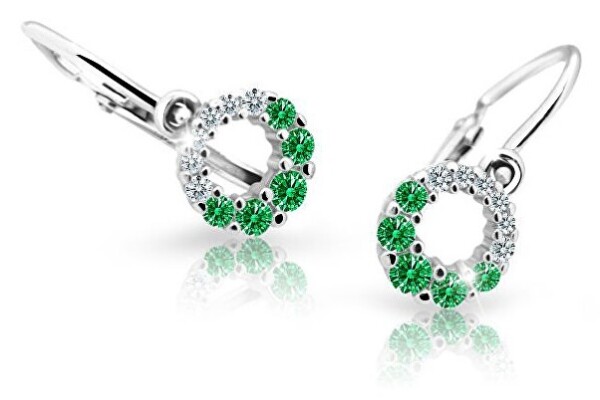 Cutie Jewellery Detské náušnice z bieleho zlata C2154-10-X-2 zelená