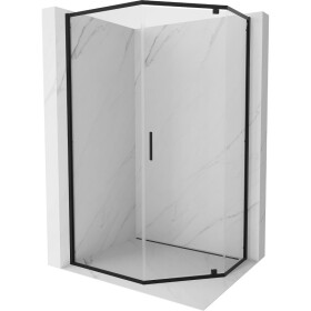 MEXEN - Exo sprchovací kút päťboký krídlový 90 x 80, transparent, čierna 812-090-080-70-00