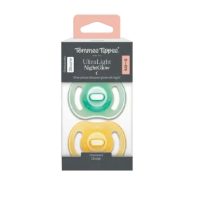 Tommee Tippee Ultra-light Night silikónový cumlík 0-6m 2ks žltá a zelená (433804-T)