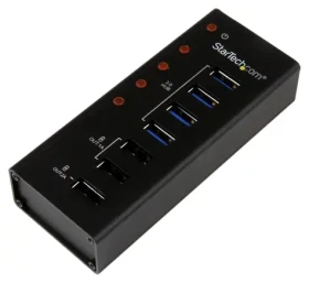 StarTech USB 3.0 Hub 7 portov čierna / USB hub / 4X USB-A 3.0 / 3x nabíjací Port / hliníkové telo (ST4300U3C3)