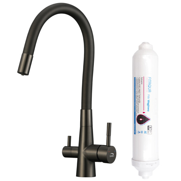 Laveo - Riveco - drezová batéria stojanková s elastickým ramenom + filter, grafit BRIB968D