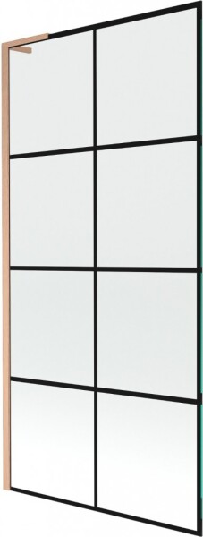 MEXEN/S - Next L vaňová zástena FIX 90 x 150, čierna vzor, meď kartáčovaná 895-090-000-03-77-65