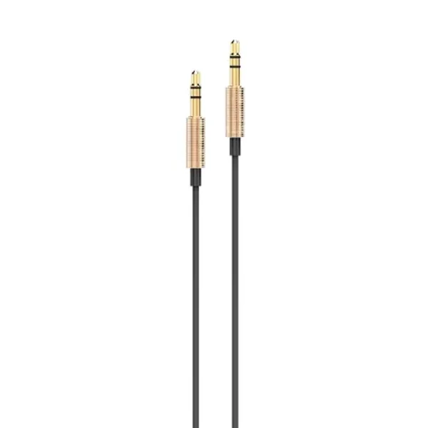 AWEI AUX-001 zlatá / Audio kábel / Jack 3,5 mm - Jack 3,5 mm / 1 m / Hliník, silikón (AUX-001)