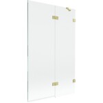 MEXEN/S - Lunar vaňová zástena 2-krídlová pravá 110 x 150, transparent, zlatá kartáčovaná 897-110-100-55-00-P