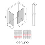 CERANO - Sprchová zástena Walk-in Crystal TL/P - 10 mm - bezvzperový systém - čierna matná, grafitové sklo - 140x120x200 CER-8050BD80766