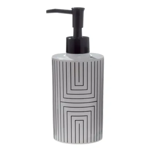 Spirella GRAPHIC dávkovač mydla bielo-čierny / polresin / 380 ml (3478680076498)