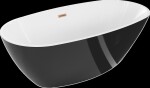MEXEN/S - Eris voľne stojaca vaňa 180 x 95, biela/čierna, sifón a prepad meď kartáčovaná 53441809575-65