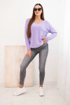 Dámsky viskózový sveter s výstrihom do V svetlo fialový UNI