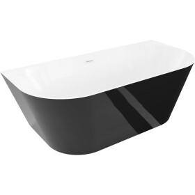 MEXEN/S - Oval Slim voľne stojaca vaňa nástenná 170 x 80, biela/čierna, sifón a prepad biela 52661708075-20