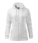 Trendy mikina na zips pre ženy biela XS