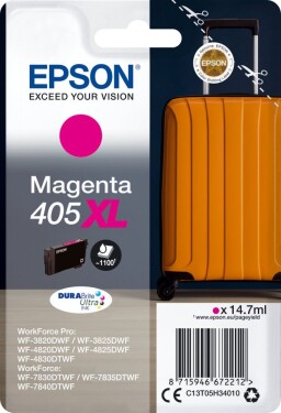 Epson Epson 405XL - 14.7 ml - XL - Magenta - original - Blister mit RF- / akustischem Alarmsignal - Tintenpatrone - fur WorkForce WF-7310, 7830, 7835, 7840, WorkForce Pro WF-3820, 3825, 4820, 4825, 4830