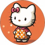 Jedlý papír Hello Kitty v oranžových šatách 19,5 cm - Pictu Hap - Pictu Hap