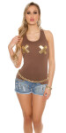 Sexy Tanktop with golden X-Print Einheitsgroesse