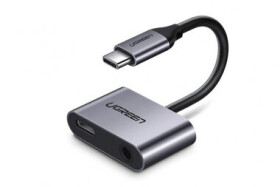 Ugreen Hub USB-C (M) - USB-C (F) amp; 3.5mm Jack (F) sivá (6957303855964)