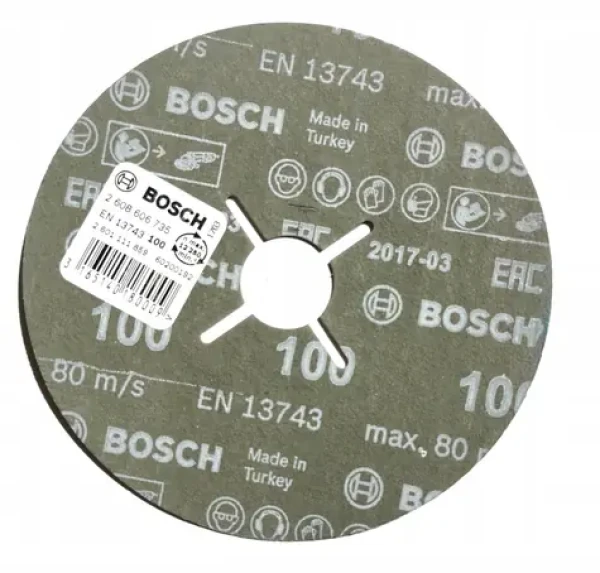 BOSCH R574 Best for Metal+ Inox / Fíbrový brúsny kotúč / Zrnitosť 100 / 125x22,23 mm (2608606735)