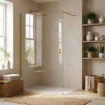 REA/S - Sprchová zástena Flexi Transparent / Brush Gold 70 KPL-K99268