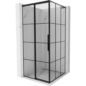 MEXEN/S - Rox L sprchový kút posuvný ľavá 90 x 90, čierna kratka, čierna 8C2L-090-090-70-77-L