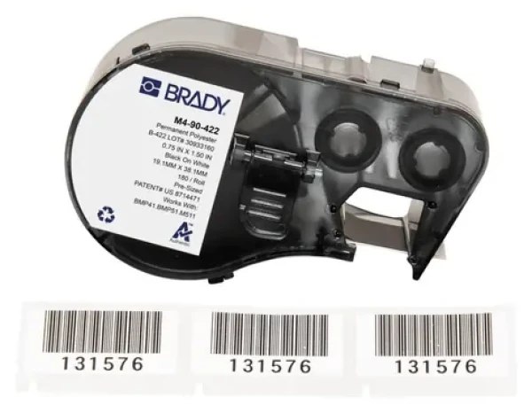 BRADY Polyesterové štítky biele pre BMP41/BMP51/BMP53/M511 / Štítky do tlačiarne / 19,05x38,1 mm / 180 ks (M4-90-422)