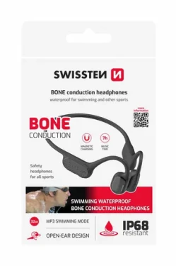 Swissten BONE Conduciton čierna / Bezdrôtové slúchadlá s kostným vedením / BT 5.3 / IP68 / pamät 32GB (51107092)