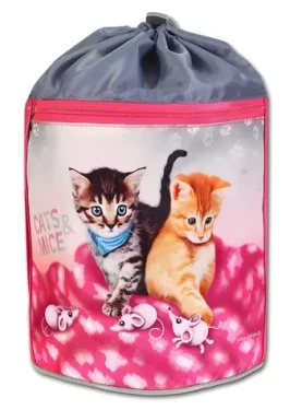 EMIPO Okrúhly vak na chrbát CatsMice / Vak na chrbát / 34x23 cm / Sťahovacie šnúrky s funkciou popruhov (S-5701-2.118)