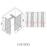 CERANO - Sprchová zástena Walk-in Onyx TL/P - 8 mm - hranatá vzpera + polička/držiak na uteráky - čierna matná, bronzové sklo - 120x120x200 CER-689521