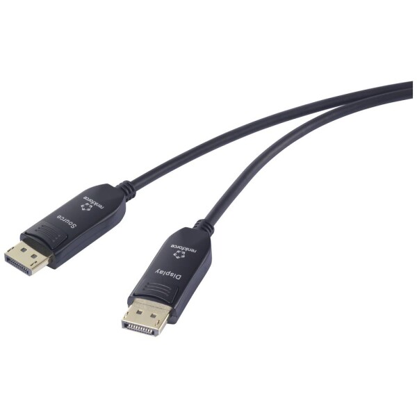 Renkforce optické vlákno / DisplayPort prepojovací kábel Konektor DisplayPort, Konektor DisplayPort 30.00 m čierna RF-6117772 8K UHD Kábel DisplayPort; RF-6117772