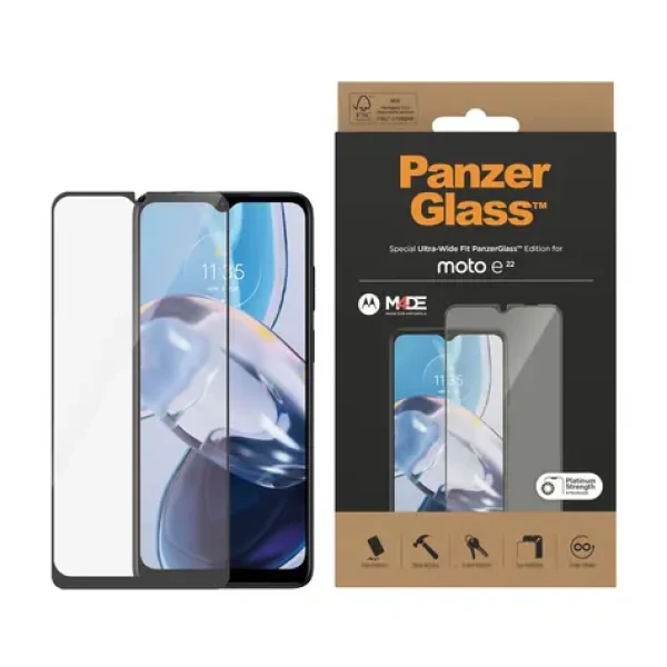 PanzerGlass Tvrdené sklo UWF pre Motorola Moto E22s čierna (6570)