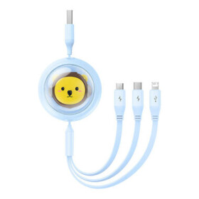 Baseus Cute Powerful Nabíjací USB-A kábel 3v1 1.1m modrá / 1x USB-C (M) / 1x microUSB (M) / 1x Lightning (M) (P10362900311-00)