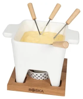 Boska Tapas Fondue biela / Sada na fondue / keramika / 600 ml / 4 vidličky (853544)